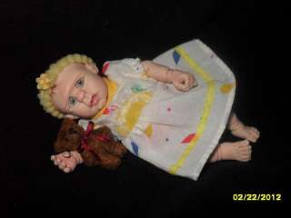 OOAK POLYMER CLAY BABY GIRL MINI ART DOLL 4 SCULPTED   By 