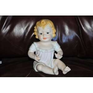  Large Baby Girl Sitting Piano Doll   Bisque Finish Hand 