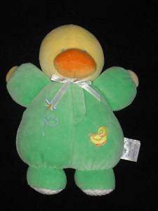 Carters Starters Green Duck Baby Lovey Plush Rattle Toy  