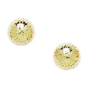    14k Yellow Gold 8mm Diamond cut Ball Earrings   JewelryWeb Jewelry