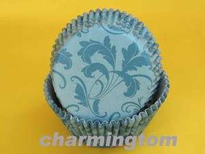 48pcs blue damask muffin baking cups cupcake liners  