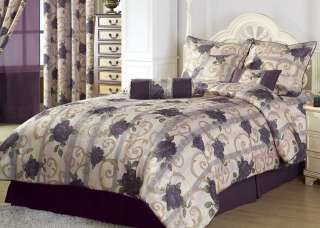   Rose Flower Garden Jacquard Comforter Set Bed in a Bag King NEW  