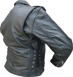 Mens REBEL BIKER Black BUFFALO HIDE Leather MOTORCYCLE Jacket SIDE 