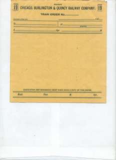 CB&Q BURLINGTON LINES BLANK TRAIN ORDERS (8) FORM 19 190 .  