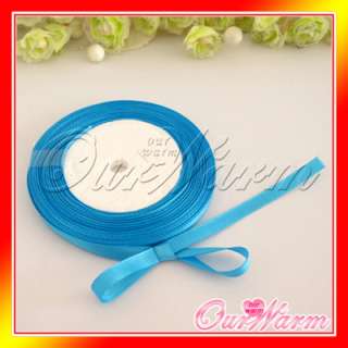 25 YDS 6mm Aqua Blue Satin Ribbon Wedding Party Colors  