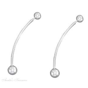   Silver 2 Curved Barbell Illusion Earrings Pins 6 8mm Ball En Jewelry