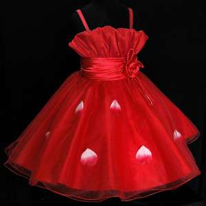 Red Wedding Party Flower Girls Dress SZ 2 3 4 5 6 7 8 9  