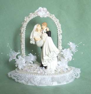 OOAK Trellis w/Groom Carrying Bride Wedding Cake Topper  
