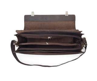   Vintage Style Double Gussets Leather Briefcase Messenger Laptop Bag