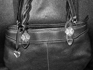 BRIGHTON Black Pebbled Leather Handbag Bag Exclnt Condition  