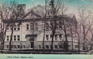 High school Algona Iowa 1900 used vintage building postcard  