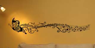 Music Note Flying Butterfly Wall Words Decals Stickers  