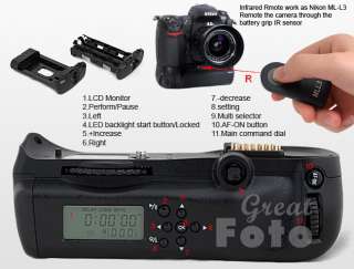 LCD Battery Grip for Nikon D300S D700+2*EN EL3E+IR B6T  