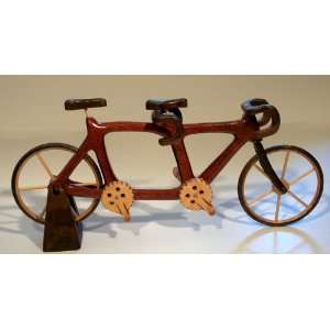 Tandem Bicycle Wooden Sculpture   Light Woods