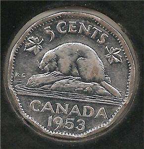 1953 SF, Near Leaf, EXTREMELY FINE Canadian Nickel #1  