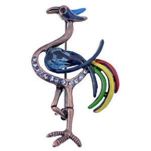    Navy Blue Flamingo Austrian Crystal Bird Pin Brooch Jewelry