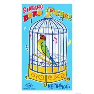  Singing Bird in Cage Premium Poster Print, 12x16