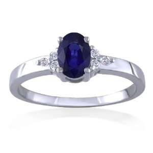   Birthstone Ring 14k White Gold Diamond & Sapphire Ring Jewelry