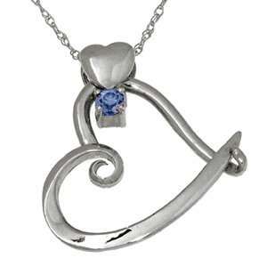    Sterling Silver Heart Slider Birthstone Pendant September Jewelry