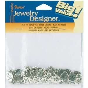  Metal Charms 75/Pkg Silver Made With Love 