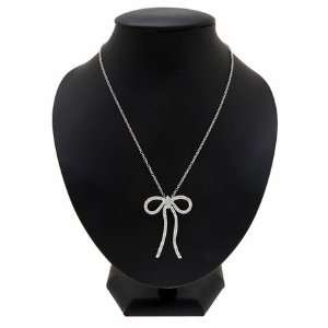  Bonnies CZ Cubic Zirconia Bow Necklace Jewelry