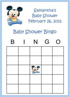 Personalized Baby Mickey Bingo Baby Shower Games  