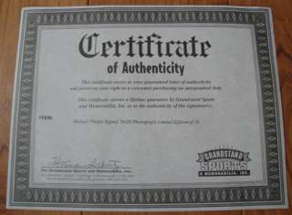 grand stand sports certificate of authenticity is included