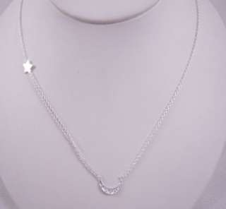 Melinda Maria Shiny Moon + Star Necklace Sterlin Silver / White  
