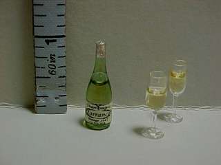 Champagne Bottle & Glasses #A4034 Dollhouse Miniature  
