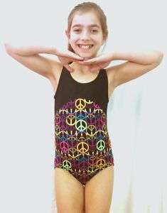 Rainbow Peace Leotard Youth Sizes For Dance Gymnastics Swim Swimsuit 
