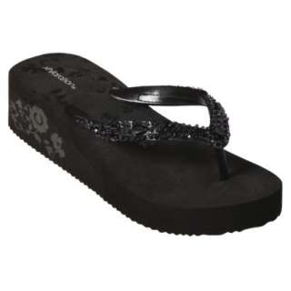  ® Leah Embellished Wedge Flip Flops   Black.Opens in a new window