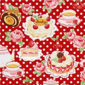  Japanese Cosmo fabric cake coffee roses red (Sold in 