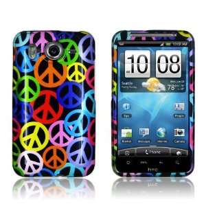 HTC Inspire 4G   Peace Sign on Black Hard Plastic Skin Case Cover 