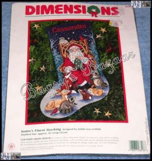   Animals Christmas Stocking Counted Cross Stitch Kit Dimensions  