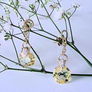 Ct. Citrine CZ Cable Drop 14K 925 Sterling Earrings Designer 