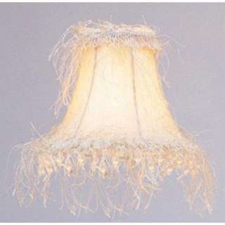NEW 6 in. Wide Clip On Chandelier Shade, Off White Silk, Fringe, Clear 