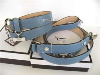 COACH Leather Dog Collar Leash Set Ocean Blue XL Extra Large NIB 