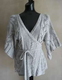   Knitting Pattern   Cables and Lace Kimono Wrap Cardigan Knit Pattern