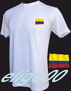 COLOMBIA WAVING FLAG Mens White T shirt 100% cotton  