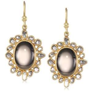   , Smokey Topaz and Champagne Rose Cut Diamond Oval Earrings Jewelry
