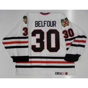 Ed Belfour Chicago Blackhawks Ccm Authentic Jersey Size 58 Fight Strap 
