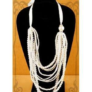    Fashion White Chunky Pearl crystal style Necklace 
