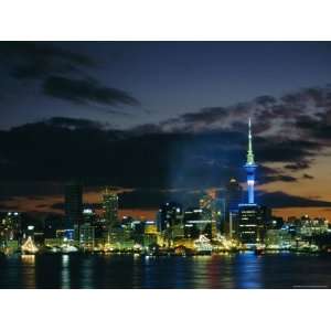  City Skyline at Night, Auckland, North Island, New Zealand 