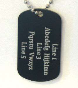 PERSONALIZED Dog Tag Necklace Vertical Wording   BLACK  