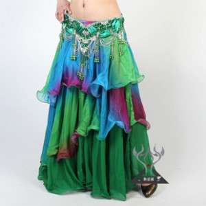 imitated silk Belly Dance Skirt 3layers circle 11colors  