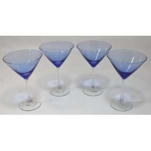  Cobalt/Royal Blue, Clear Stem, Two Tone Martini Glasses 