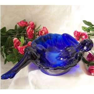  Cobalt Blue Glass Woman Soap/Coin Dish BACKORDERED 