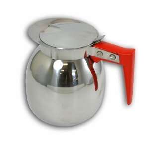  Stainless Steel Coffee Pot, 64 Oz Decanter, Orange Handle 