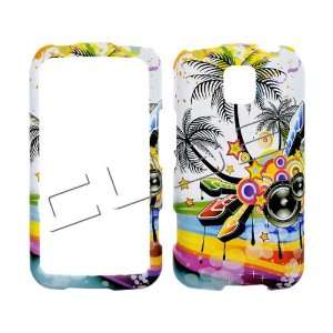 MS690 MS 690 White with Colorful Rainbow Groove Palm Tree 