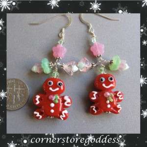 Cornerstoregoddess Christmas Gingerbread Girl Earrings  